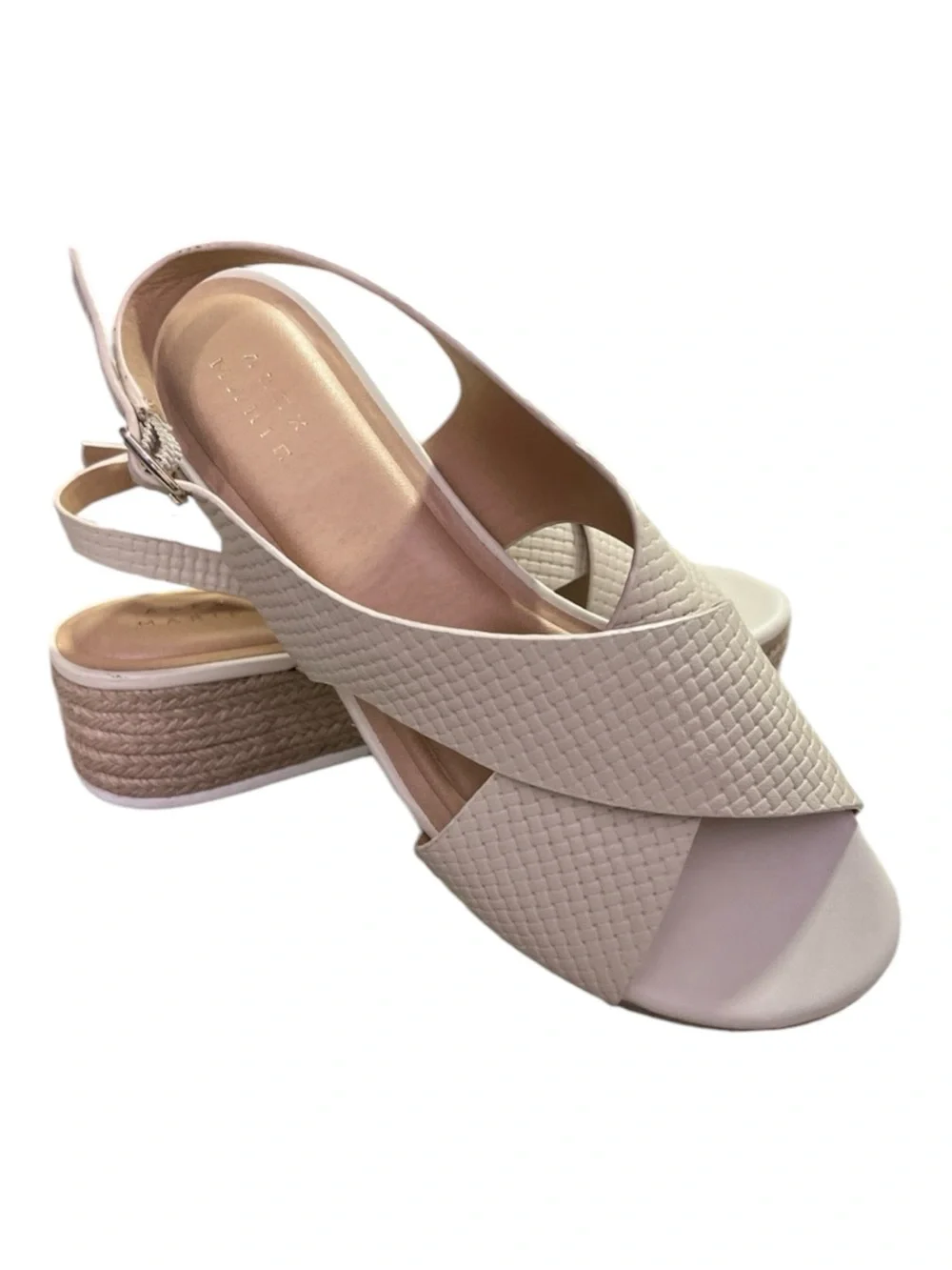 Alex Marie Milo Soft Gold Textured Leather Espadrille Wedges - Size 9,5 M